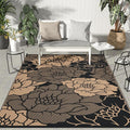 GENIMO Outdoor Rug, Waterproof Plastic Rugs for Patio, 8'x10' Raven Brown | Outside Larger Leaf Carpet Mat for Porch Decor, Deck, Balcony, Camping, RV, Backyard, Picnic, Beach, Reversible, Foldable