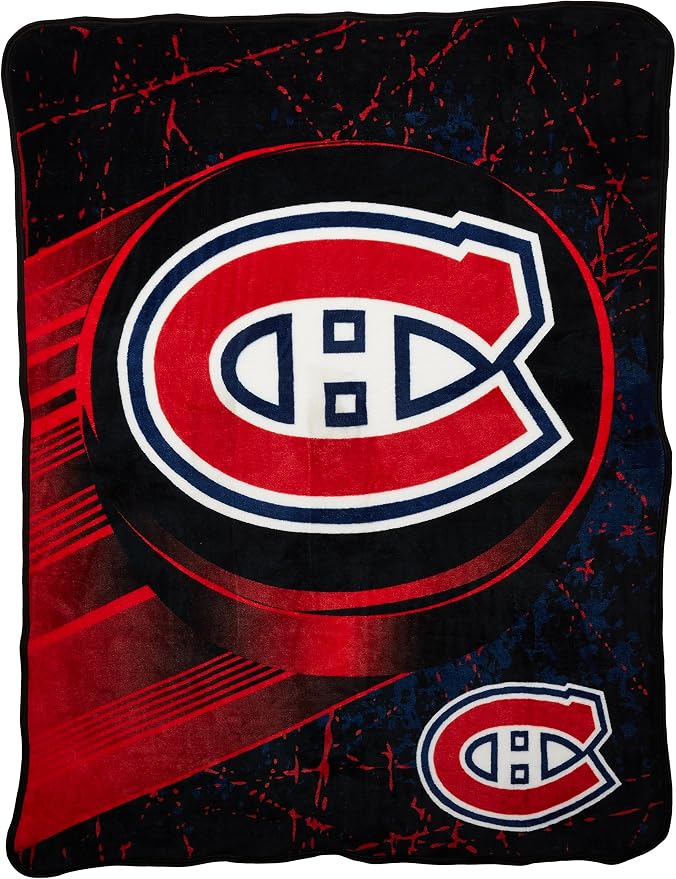 Northwest NHL Montreal Canadiens Unisex-Adult Micro Raschel Throw Blanket, 46" x 60", Ice Dash