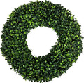 Pure Garden Round Boxwood Wreath for Front Door, Green, 16.5” | All-Season Artificial Boxwood Spring, Summer, Fall, or Winter Wreath, Indoor/Outdoor Modern Farmhouse Front Porch Decor