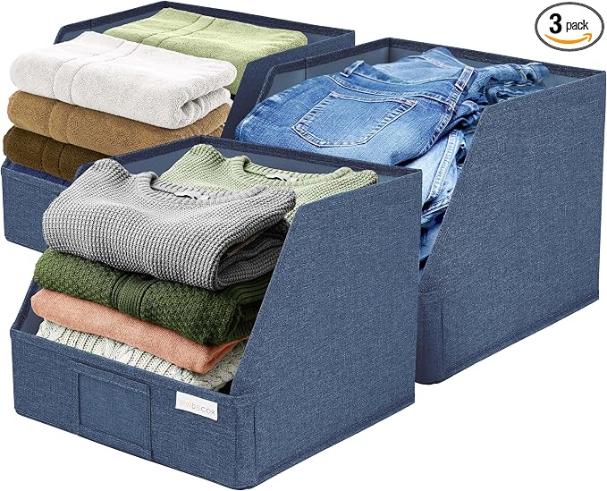 VIVIDECOR Open Front Trapezoid Closet Bins, Closet Storage Organizer for Shelves