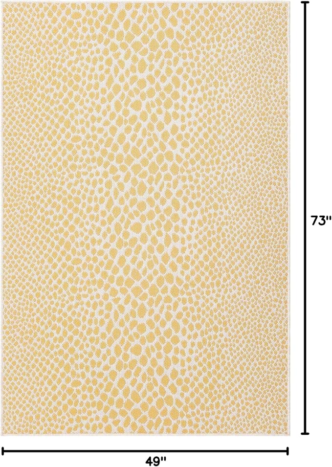 Unique Loom Jill Zarin Outdoor Collection Area Rug - Cape Town (4' x 6' Rectangle Yellow Ivory/Ivory)
