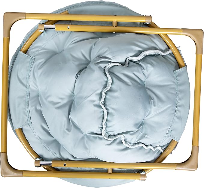 Flash Furniture Kids 23 Inch Folding Saucer Chair, Dusty Aqua | Soft Gold Frame, Portable