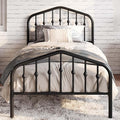 SHA CERLIN Twin Size Metal Bed Frame with Wrought Iron-Art Headboard, Black | Victorian Style Metal Platform Bed Frame, Wrought Iron-Art Headboard and Footboard, Under-Bed Storage, No Box Spring Needed