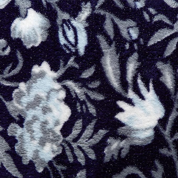 Vera Bradley Women's Fleece Plush Shimmer Throw Blanket, Frosted Lace Navy, 80 X 50