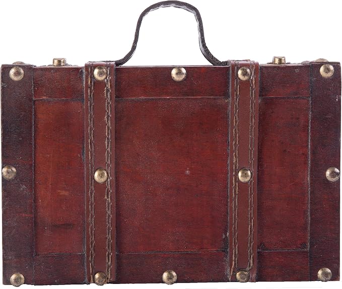 Vintiquewise(TM Old-Fashioned Small Suitcase/Decorative Box with Straps