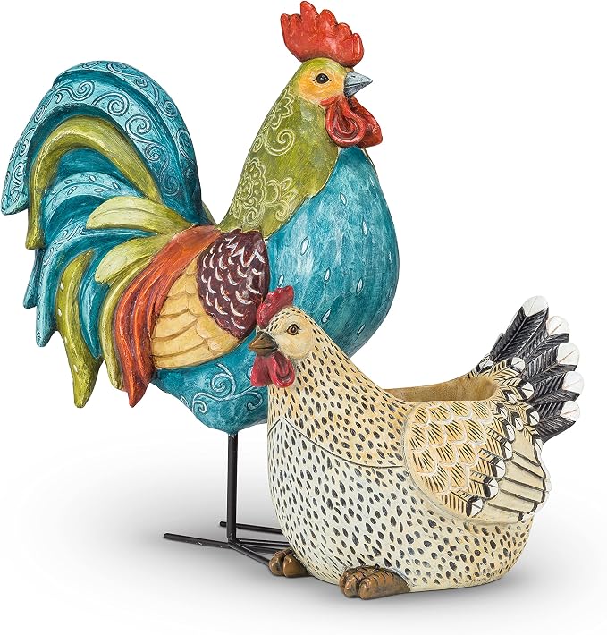 Abbott Collection 27-GALLO-220 Large Tall Colorful Rooster, Multi, 13.5"H | Resin/Metal, Multicolor, 13.5"H