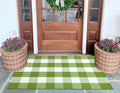 Green and White Outdoor Rug 27.5''X 43.3'' Buffalo Checked Porch Rug Cotton Woven Washable Layering Door Mat for Welcome Door Mat Porch Entryway Bedroom Living Room