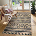 Lahome Boho 3x5 Entryway Front Porch Rug, Black Washable Outdoor Patio Rug | Distressed Print Geometric Low Pile Front Door Carpet for Front Door Balcony