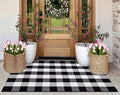 3'x 5' Outdoor Rug,Black and White Porch Rug Cotton Woven Washable Layered Doormat for Welcome Door Mat Porch Entryway Bedroom Living Room