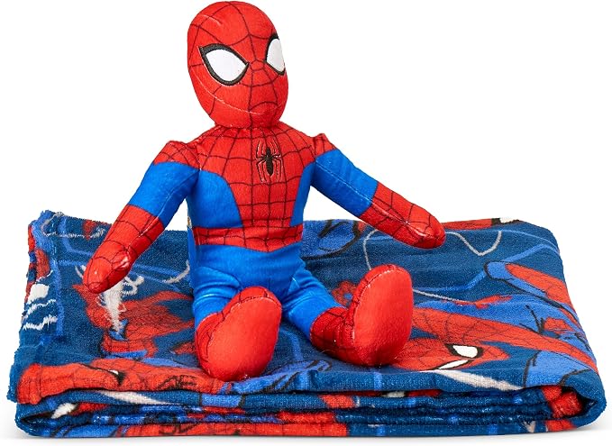 Northwest The Company Character Hugger Pillow & Silk Touch Throw Blanket Set, 40" x 50", Spider-Man - Fearless Spidey