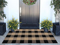 Front Porch Rug 24''x51'' Black and Tan Checkered Outdoor Rug Cotton Washable Front Door Mat Outdoor for Layered Doormat,Bedroom,Farmhouse,Entryway,Patio