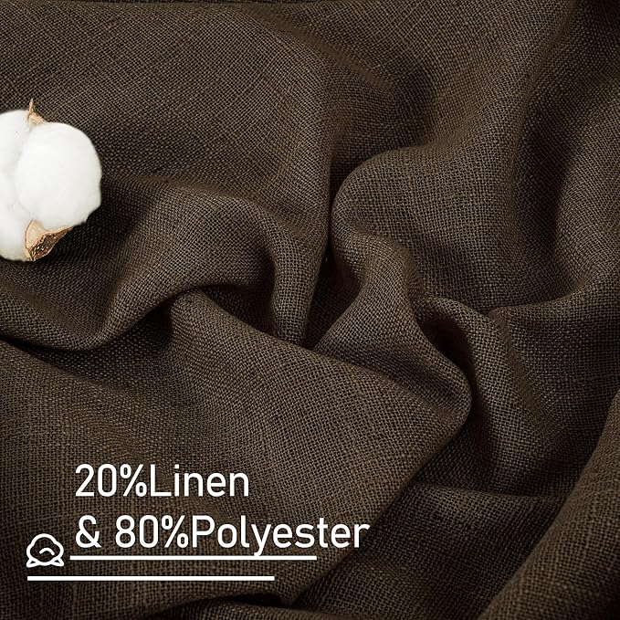 LAMIT Linen Curtains 63 Inch Length 2 Panels, Chocolate Linen Textured Light - Image 3