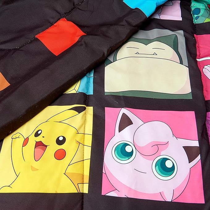 Northwest Pokemon Kanto Favorites Full Size Bed in a Bag Set, Pikachu Charmander Squirtle Bulbasaur, Kids Boys Girls Bedding Comforter Sheets