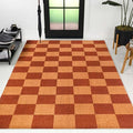 JONATHAN Y Checkered Coir Indoor Outdoor Doormat 3X5 Natural/Red, Porter Classic Farmhouse for Living Room, Bedroom, Kitchen, Office, Easy-Cleaning, High Traffic, Pet-Friendly, Non-Shedding NRF110A-3