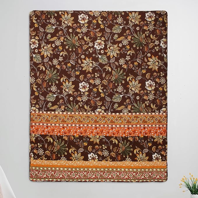 Greenland Home Barefoot Bungalow Audrey Throw Blanket, Chocolate,60 x 50-inch