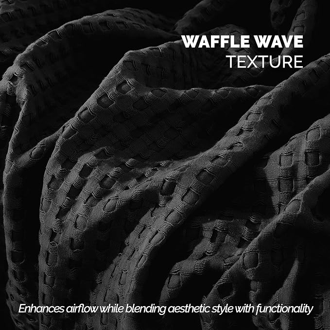 Elegant Comfort Premium 100% Cotton Waffle Blanket - Lightweight Breathable Waffle Weave Bed Blanket - Soft and Warm All Season Blanket for Couch, Sofa and Bed, TwinXL Size 68x90 Inches, Black