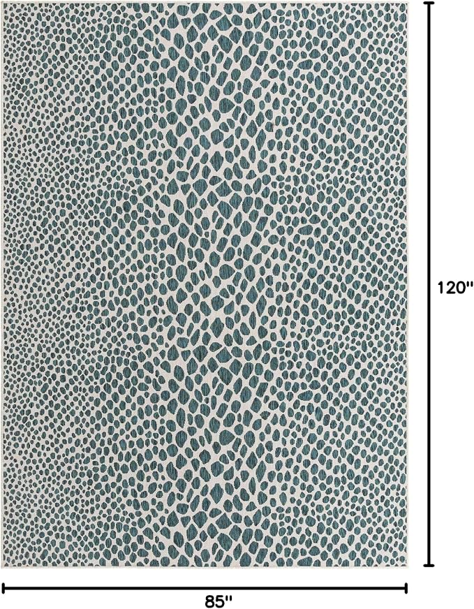 Unique Loom Outdoor Collection Area Rug - Cape Town (7' 1" x 10' Rectangle, Teal/ Ivory)