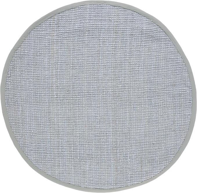 SAFAVIEH Area Rug 9' Round - Natural Fiber Collection - Light Grey, Handmade Jute & Coir, Farmhouse Style, Chunky Textured Thick Pile (NF747F)
