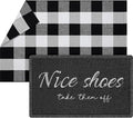 Geelin 2 Pcs 30'' x 18'' Doormat 43'' x 27.5'' Black and White Layered Rug for Front Door Mat Outside Entrance Welcome Door Mats for Indoor Outdoor Entryway Porch Decor(Nice Shoes Take Them Off)