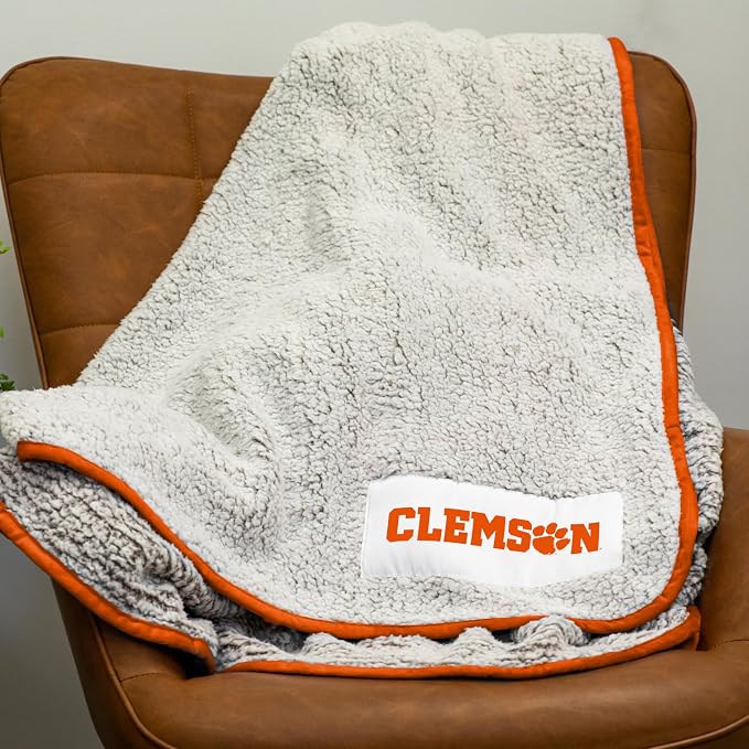 Logo Brands NCAA Frosty Fleece Blanket (50" x 60") – Soft & Warm Sherpa Material with Team Logo, Team Color Trim, Great Gift for Alumni & Students