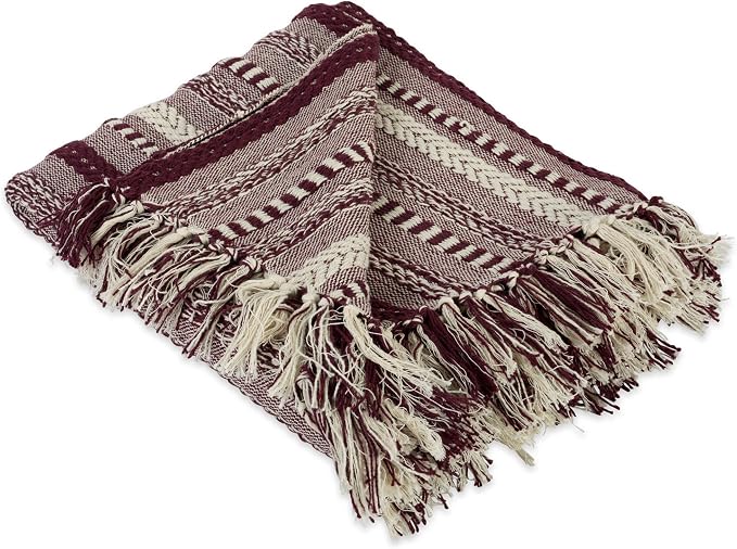 DII Braided Striped Decorative Throw Blanket, 50x60, BlackBerry