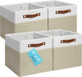 OrganiHaus 12x12 Cube Storage Bins, Set of 4 - Fabric Storage Cubes | Sturdy, holds its shape; odor-free; fits 12-inch cube shelves; vegan leather handles