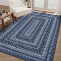 GarveeHome Easy Jute 3x5 Modern Braided Print Washable Rugs for Living Room | Indoor Non Slip Stain Resistant Small Area Rugs Living Room Bordered Throw Carpet Jute Rugs for Bedroom Kitchen, Blue