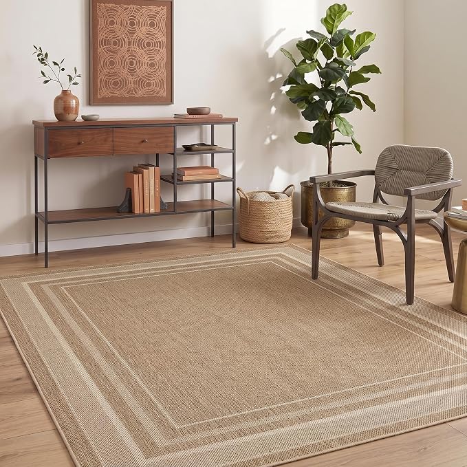 GarveeHome Neutral Easy Jute Rug 3x5 Modern Solid Washable Bedroom Rug | Indoor Small Non Slip Dining Room Throw Carpet Entryway Easy Jute Rugs for Nursery Kitchen Living Room Backyard, Jute