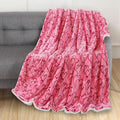 Elegant Comfort Valentine's Day Sherpa Fleece Throw Blanket for Couch - Soft and Warm Sherpa Backing Reversible Pink Hearts Flannel Blanket Valentines Decor, 50 x 60 inches, Amara