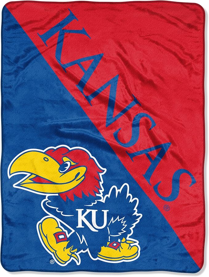 Northwest NCAA Kansas Jayhawks Unisex-Adult Micro Raschel Throw Blanket, 46" x 60", Halftone