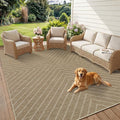 Garvee Easy Jute Rug 4x6 Outdoor Patio Rug, Washable Indoor Kitchen Rugs Non Slip Low Pile Stain Resistant Farmhouse Neutral Striped Area Rug for Entrance Living Room Backyard Bedroom 4'x6'