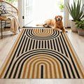 Washable Rainbow Easy Jute Rug 3x5, Outdoor Indoor Patio Modern Geometric Neutral Small Rugs, Woven Non Slip Thin Carpet Mat for Living Bedroom Entryway Front Door Farmhouse Doorway Ki