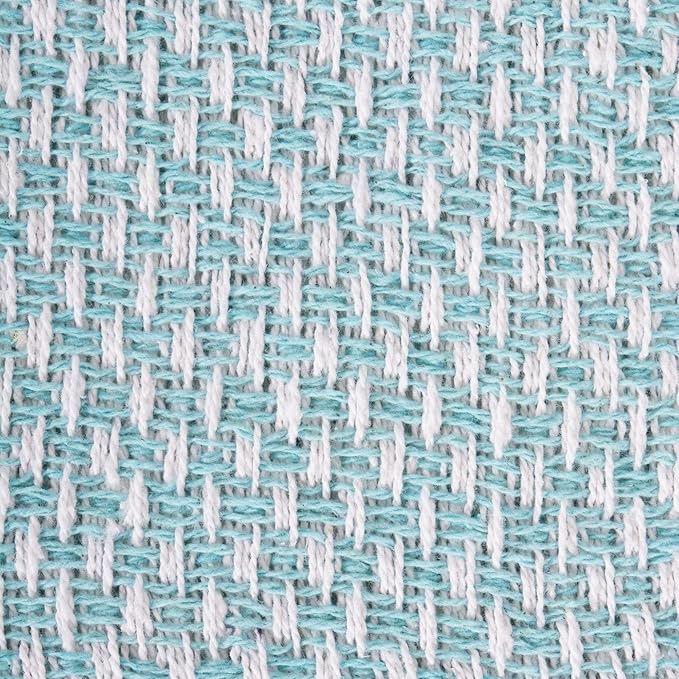 DII Woven Throw Collection 100% Cotton, Basketweave, 50x60, Aqua