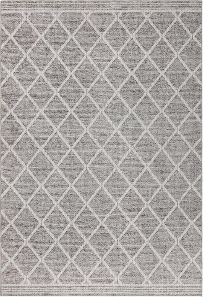 ReaLife Rugs Machine Washable Area Rug - Living Room Bedroom Bathroom Kitchen Entryway Office - Padded Low Pile Stain Resistant Premium - Boho Modern Farmhouse - Tessa - Beige Ivory 7'6" x 9'6"
