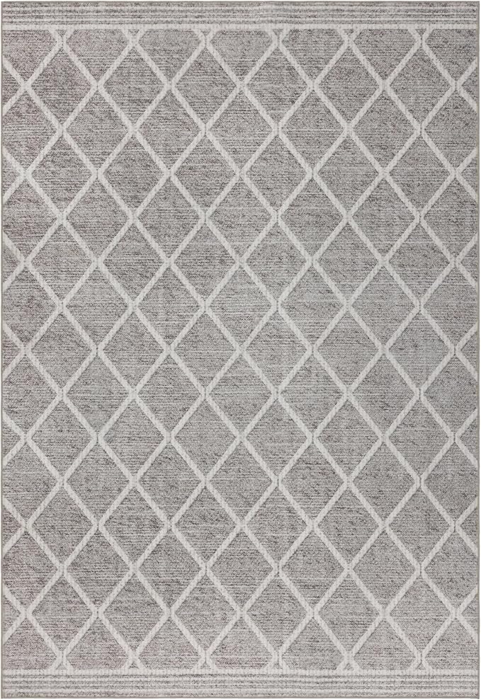 ReaLife Rugs Machine Washable Area Rug - Living Room Bedroom Bathroom Kitchen Entryway Office - Padded Crease Free Stain Resistant Premium - Boho Modern Farmhouse - Tessa- Beige Ivory - 2'x 3'