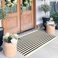 Black Beige Layered Doormat -2.3'x3.6' Striped Front Porch Rug Outdoor Washable Area Rug for Spring Welcome Mats Indoor Outdoor Doormat for Entryway Porch Entrance