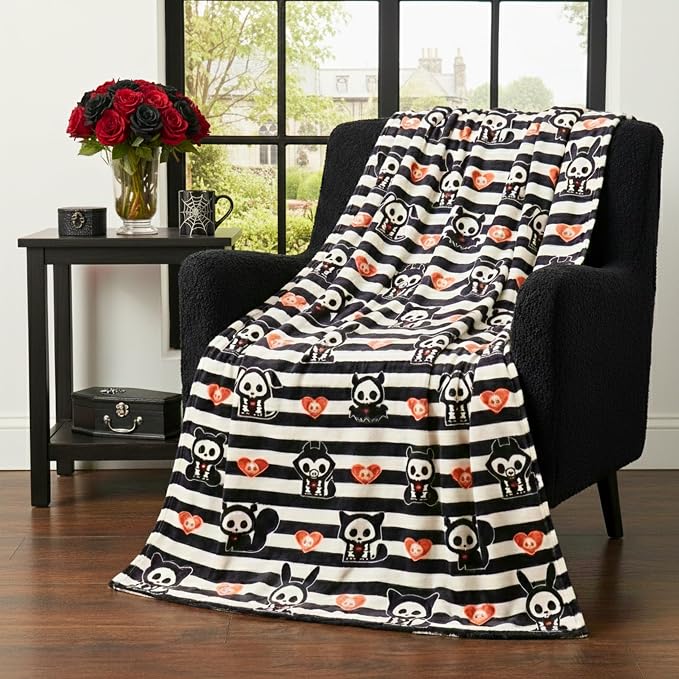 Skelanimals Halloween Throw Blanket, Super Soft Cozy Plush Bedding, 46 in x 60 in, (Officially Licensed Product) by Franco