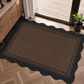 Easy Jute Kitchen Rug 2x3 Front Door Mat Washable Non Slip Entryway Rug Farmhouse Neutral Low Pile Scalloped Carpet for Entryway Proch Doorway