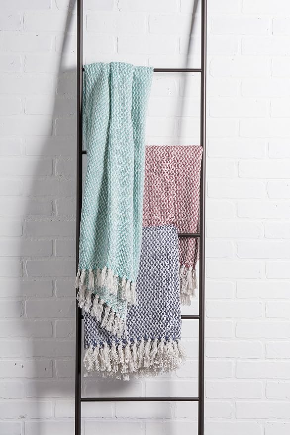 DII 100% Cotton Basket Weave Throw for Indoor/Outdoor Use Camping Bbq's Beaches Everyday Blanket, 50 x 60, Woven Stripe
