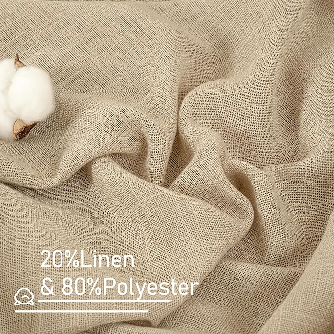 LAMIT Kitchen Linen Curtains 40 Inch Length, Soft Thick Light Filtering Bronze - Image 2