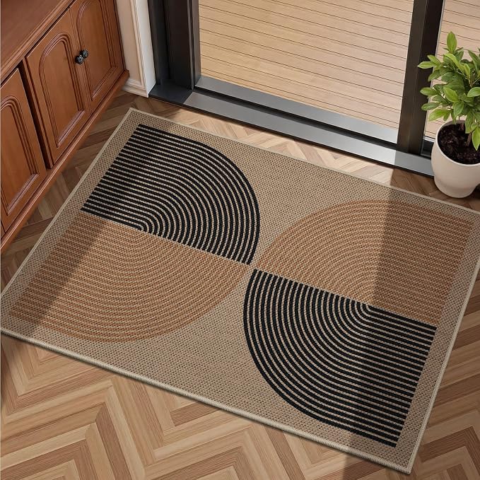 EDIMENS Easy Jute 2x3 Entryway Rug Door Mat Small Entry Rugs Indoor Outdoor | Non Slip Washable Rainbow Area Rug Farmhouse Low Pile Black Indoor Outdoor Doormat for Entrance Porch Doorway