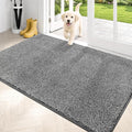 PURRUGS Dirt Trapping Door Mat 34" x 59", Non-Slip Machine Washable Entryway Rug, Dog Doormat, Indoor Front Door Mat, Super Absorbent Entry Rug for Muddy Shoes & Paws, Light Grey-Dark Grey