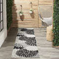 Nourison Home Aloha Indoor/Outdoor Black White 2'3" x 10' Area Rug, Tropical, Botanical, Easy Cleaning, Non Shedding, Bed Room, Living Room, Dining Room, Deck, Backyard, Patio (2x10)