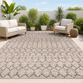 JONATHAN Y Moroccan Geometric Indoor Outdoor Area Rug 4X6 Natural/Black, Ourika Textured Weave for Backyard, Patio, Porch, Easy-Cleaning, High Traffic, Pet-Friendly, Non-Shedding (SMB108D-4)