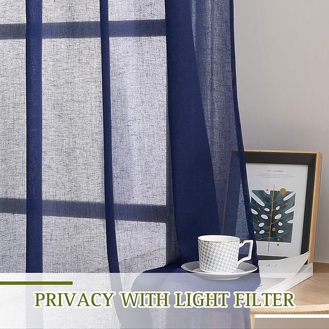 NICETOWN Linen Textured Sheer Curtains 96" L - Image 3