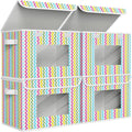 Univivi Fabric Foldable Storage Boxes [4-Pack] Large Collapsible Stackable Storage Bins with Lids, Closet Organizers and Storage Cube Basket for Home, Office, Bedroom (Colorful, 17”x 12” x 12”)