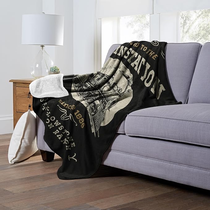 Northwest Yellowstone Silk Touch Sherpa Throw Blanket, 60" x 80", Train Station