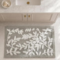 Madison Park Serene Tufted Bath Rug Cotton Absorbent, 21 x 34, Grey | Quick Dry, Soft Pile, Machine Washable, Floral Pattern, Plush, OEKO-TEX Certified