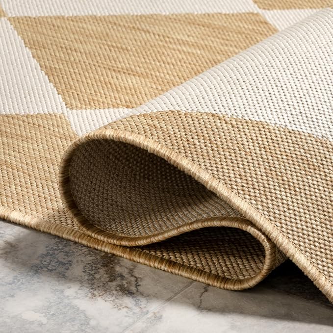 Nuloom Outdoor Performance Collection Sabina Tan/Ivory, 10' x 14', Soft, High Traffic, Stain Resistant, Easy Clean, Durable Area Rug for Indoor/Outdoor Patio, Deck, Porch, Garden, Courtyard
