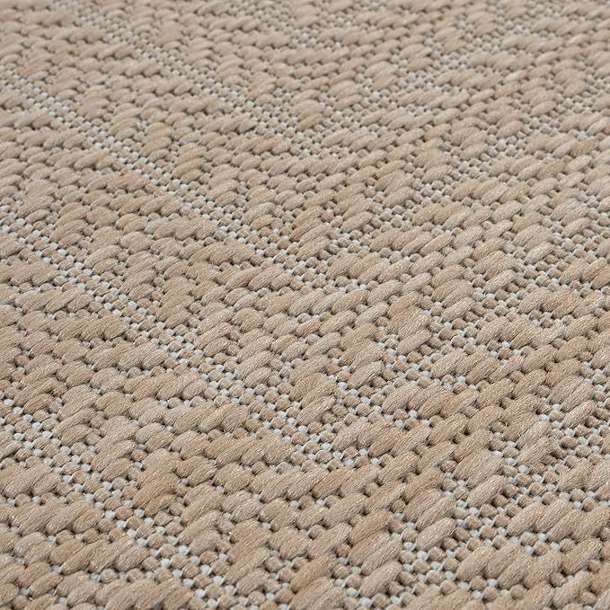 Adiva Rugs Outdoor Indoor Area Rug, Weather Resistant, Easy to Clean, Stain Resistant Floor Mat for Dining Room, Backyard, Deck, Patio (Natural Beige, 10' x 14')